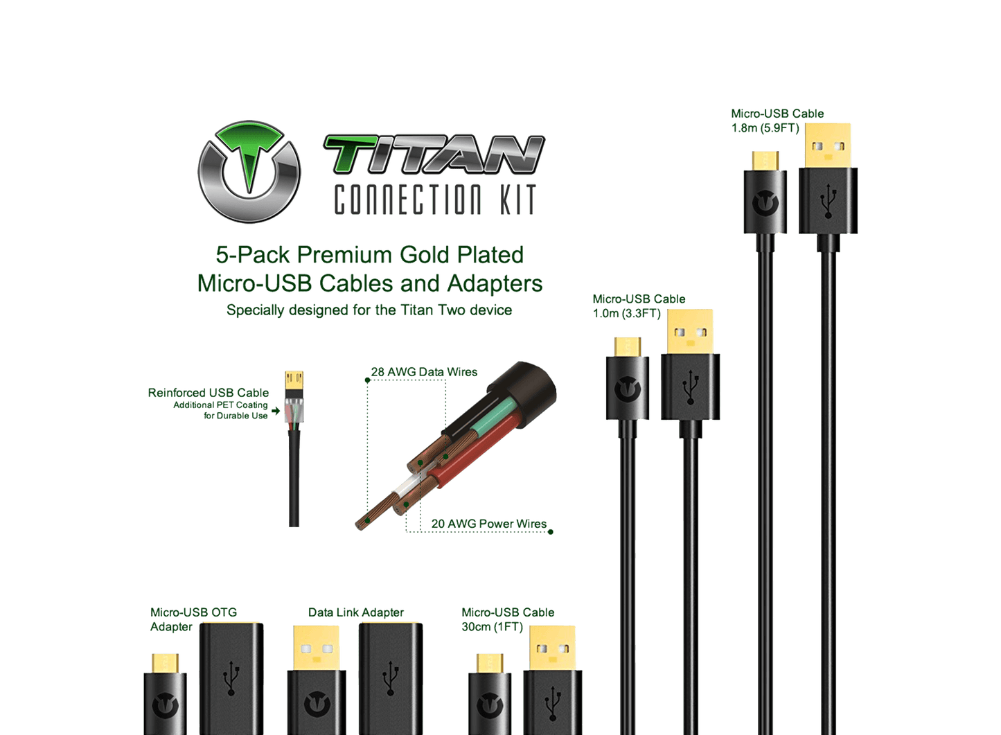 Titan Two Connection Kit Premium Usb Cables - Titan Two Device