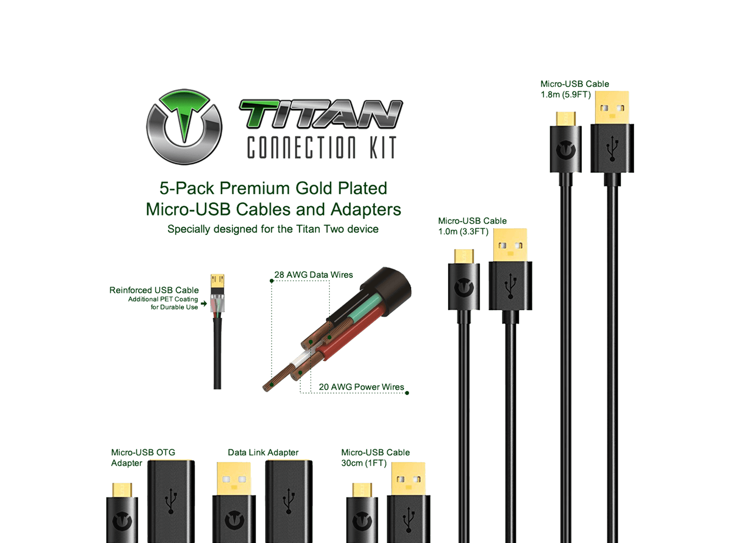 Titan Two Connection Kit Premium Usb Cables